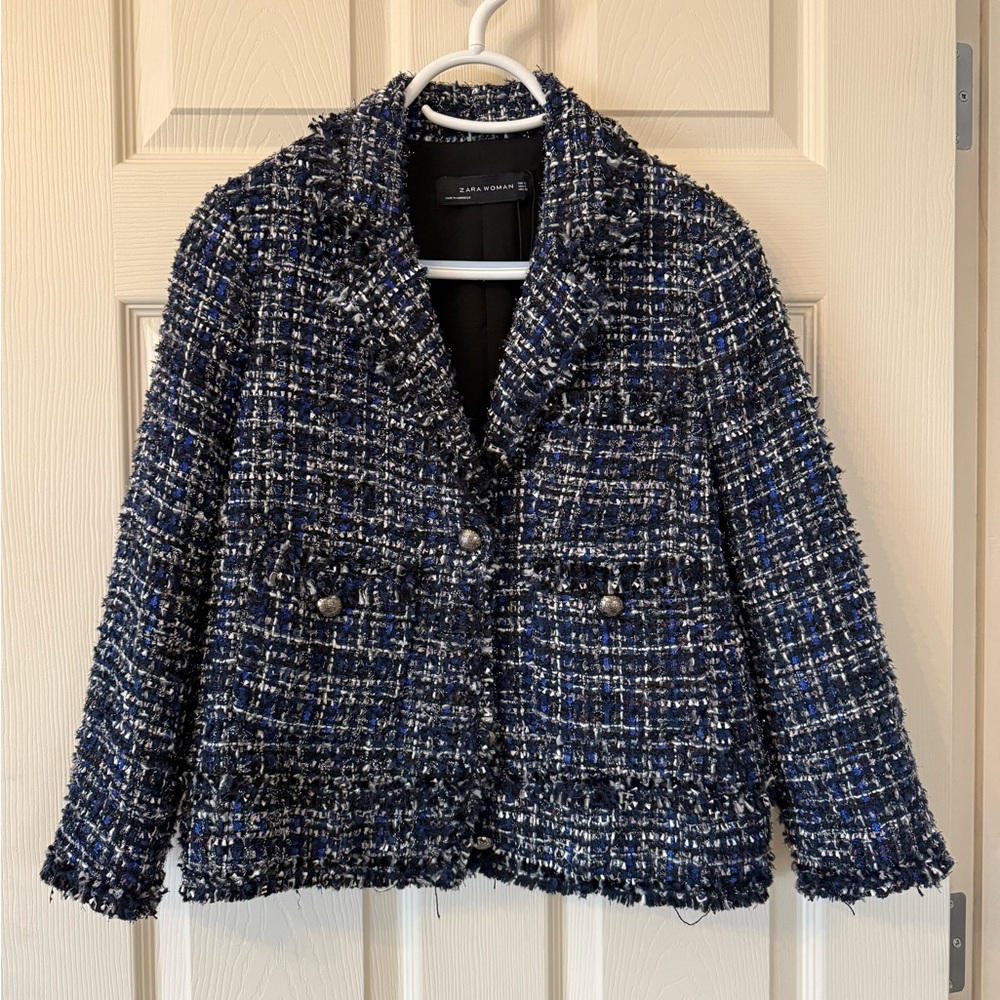 ❤️Zara Tweed Boucle Jacket Chanel Style❤️size Small